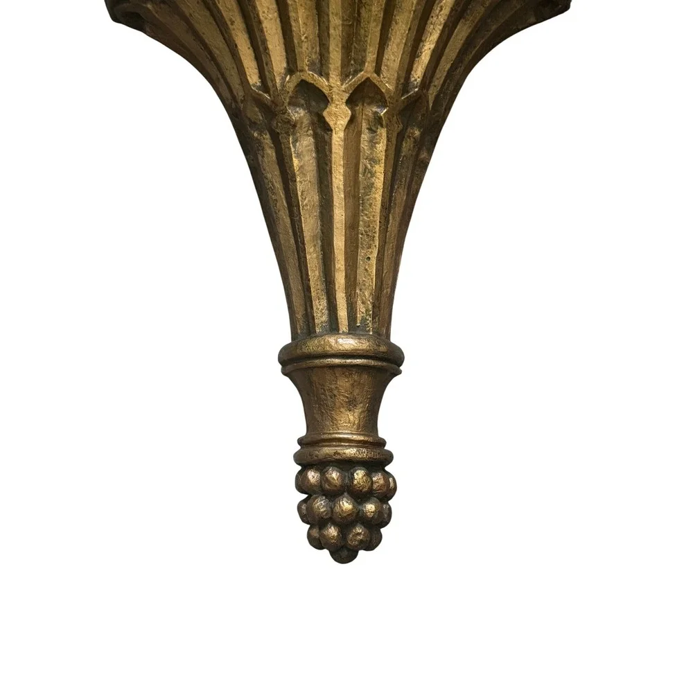 Vintage Gold Fluted Trumpet Wall Corbel Shelf Decorative Architectural Sconce